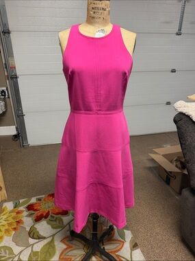Banana Republic Sleeveless Fit-and-Flare Dress in Bright Pink